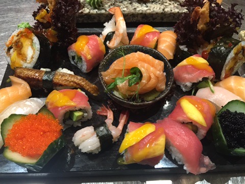 A colourful showcase of nigiri, sashimi and maki